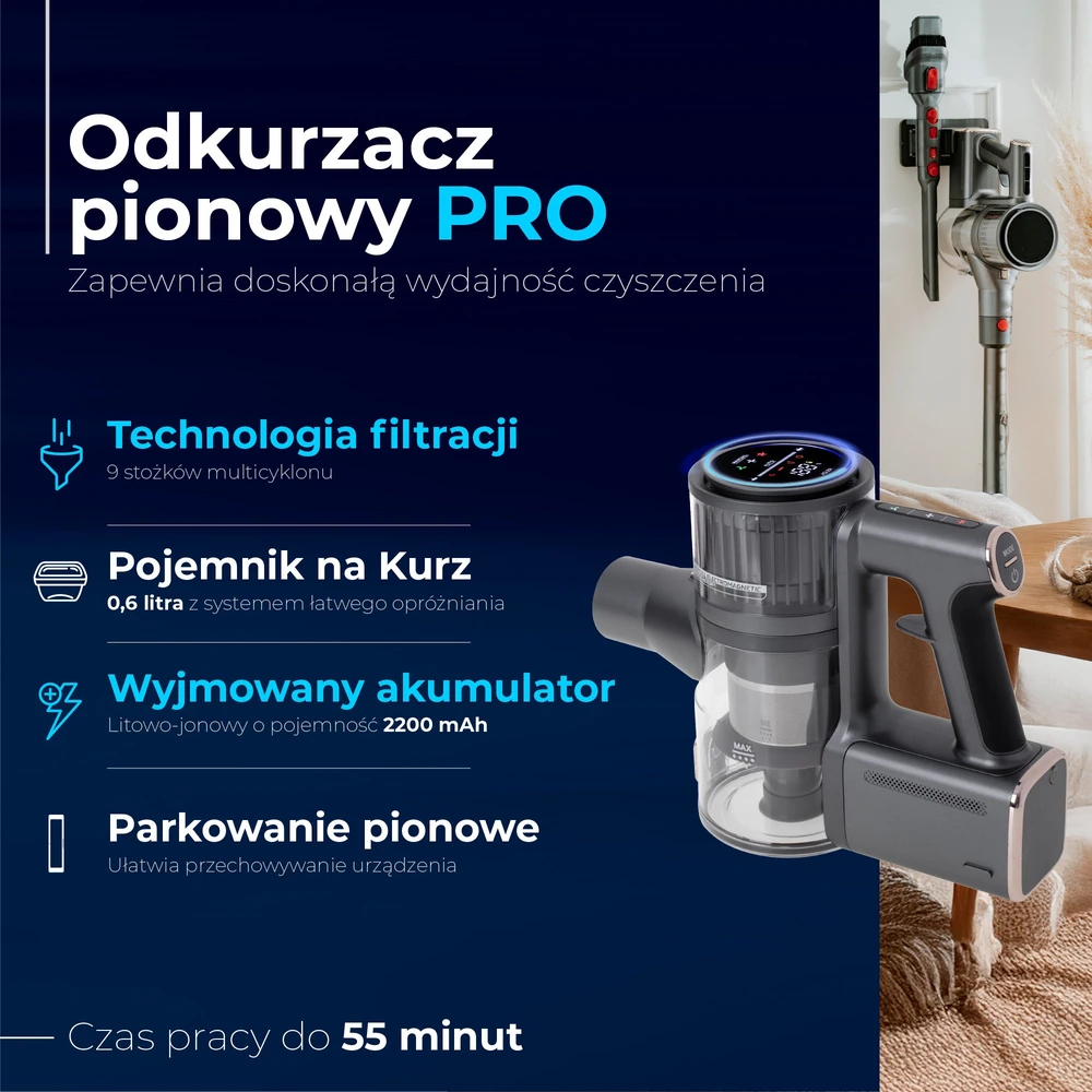Adler AD 7062 vertikalus dulkių siurblys – „Pro LED“