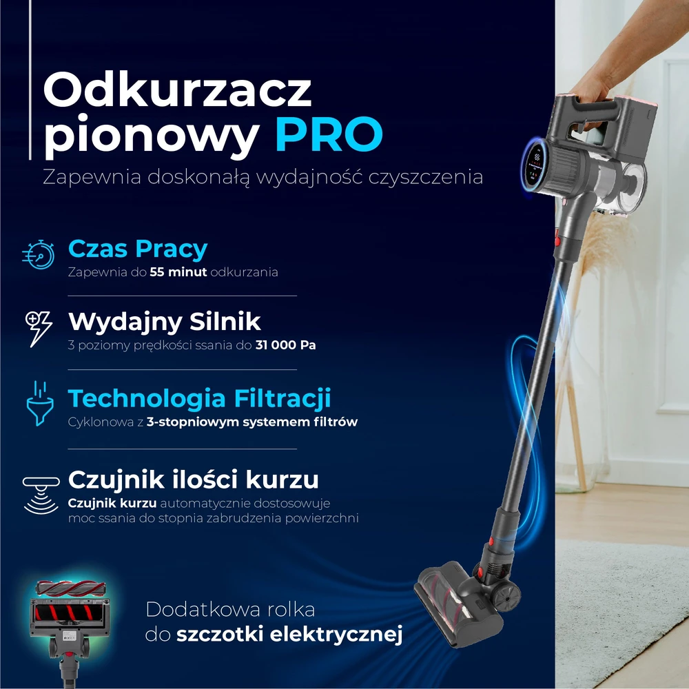 Adler AD 7062 vertikalus dulkių siurblys – „Pro LED“