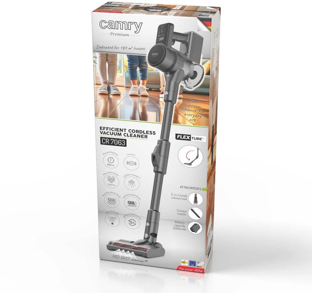 Camry CR 7063 vertikalus dulkių siurblys - PRO LED Juodas