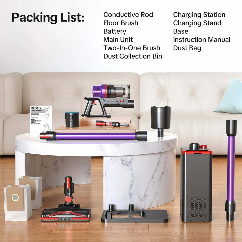 Dulkių siurblys vertikalus Lubluelu Cordless Vacuum Cleaner X1000 su 2.5L savaiminio ištuštinimo dulkių stotimi (10008591)