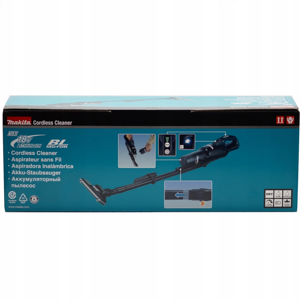 Makita DCL286FZB Akumuliatorinis dulkių siurblys, LXT, 18V, bešepetėlinis variklis, su cikloniniu priedu, juodos spalvos 100W. Be akumuliatoriaus ir kroviklio.