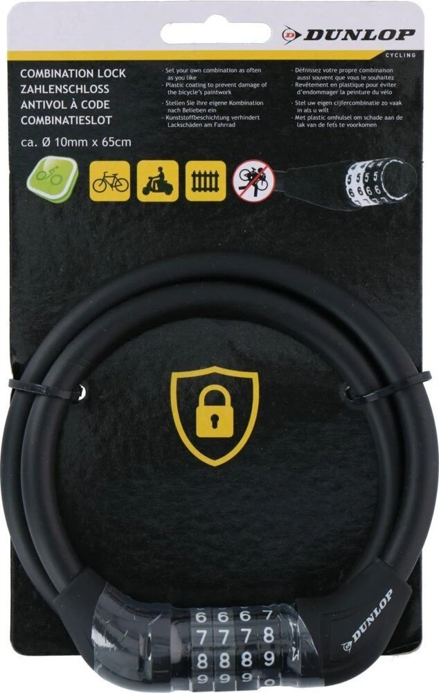 Dunlop dviratis lyno užraktas su kodu 65 cm juodas