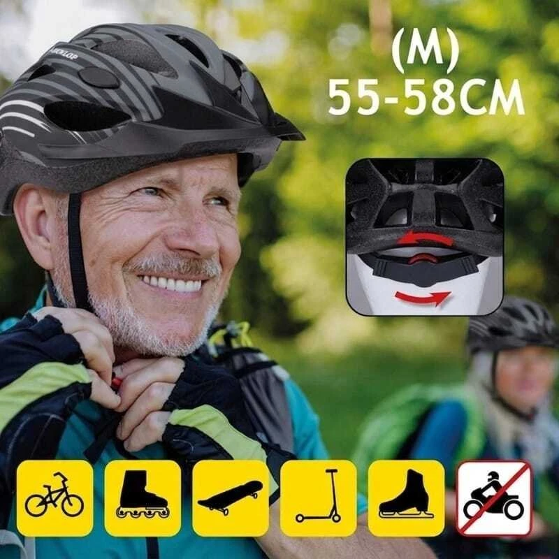 Dunlop - Dviratininko šalmas MTB regulowany dydis M 55-58 cm (Szaro-Juodas) (871125224002GRAY)