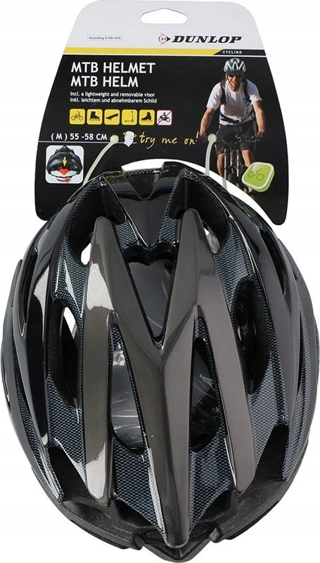 Dunlop - Dviratininko šalmas regulowany MTB dydis M 55-58 cm (juoda)