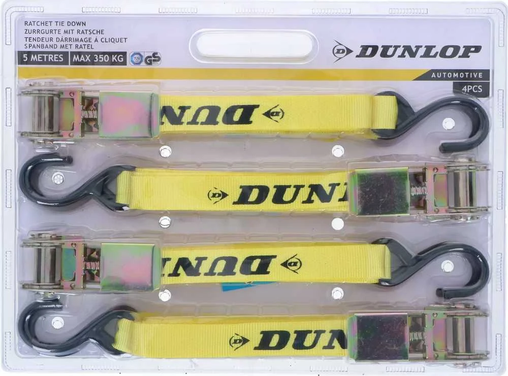 Dunlop - Transportavimo diržai su įtempikliais 4 vnt. 5 m / 350 kg