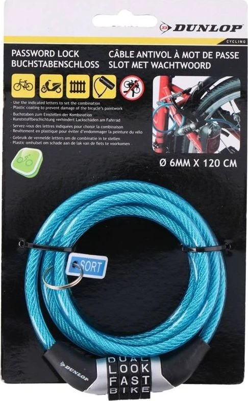 Dunlop dviračio spyna su kodu, mėlyna