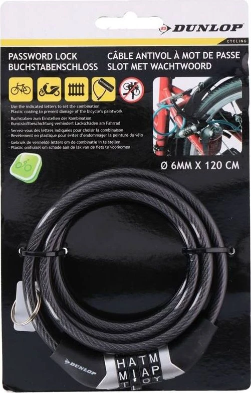 Dviračio užraktas Dunlop, su kodu