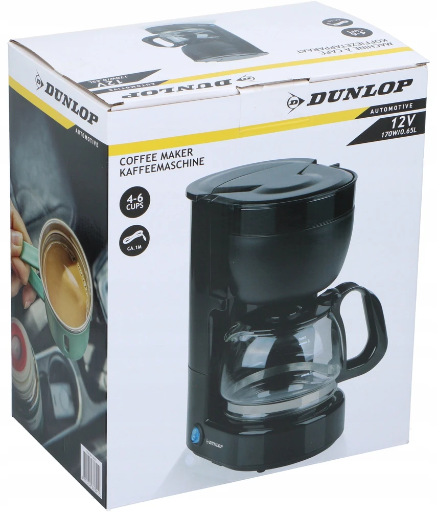 AUTOMOBILINIS KAVOS VIRIMO APARATAS KELIONINIS KAVOS APARATAS 650 ML 12V 170W DUNLOP 333212