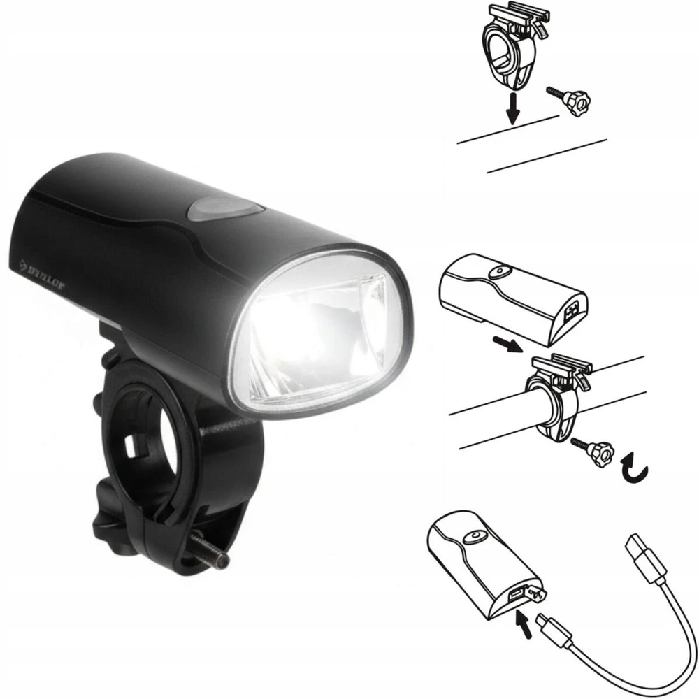 Dunlop Priekinis LED dviračio žibintas USB-C