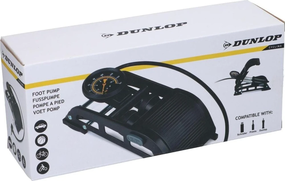 Dunlop dviejų cilindrų pedalinė pompa su manometru