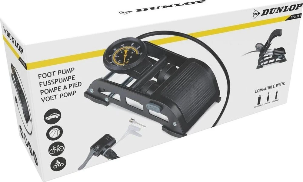 Dunlop dviejų cilindrų pedalinė pompa su manometru