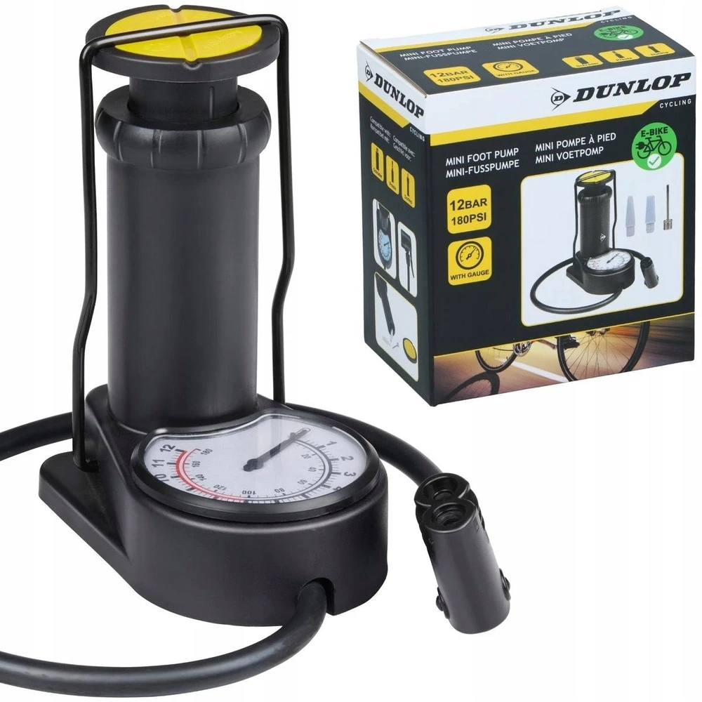 MINI KOJINĖ DVIRAČIO POMPA SU MANOMETRU 180 PSI 2 ADAPTERIAI ADATA DUNLOP 480862