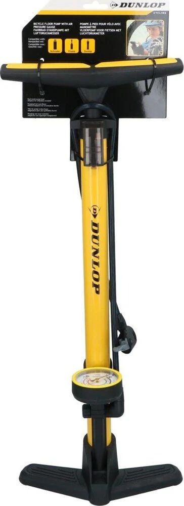 DIRBTUVĖS IR DVIRAČIO POMPA 230PSI (16BAR) SU MANOMETRU GELTONA DUNLOP 255255