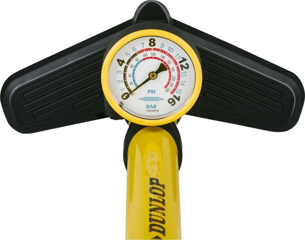 DIRBTUVĖS IR DVIRAČIO POMPA 230PSI (16BAR) SU MANOMETRU GELTONA DUNLOP 255255