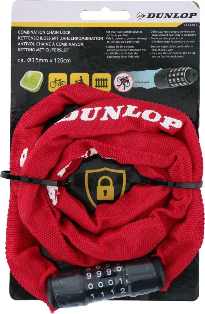 Dunlop Dviračio spyna su 120 cm koduojamu grandiniu