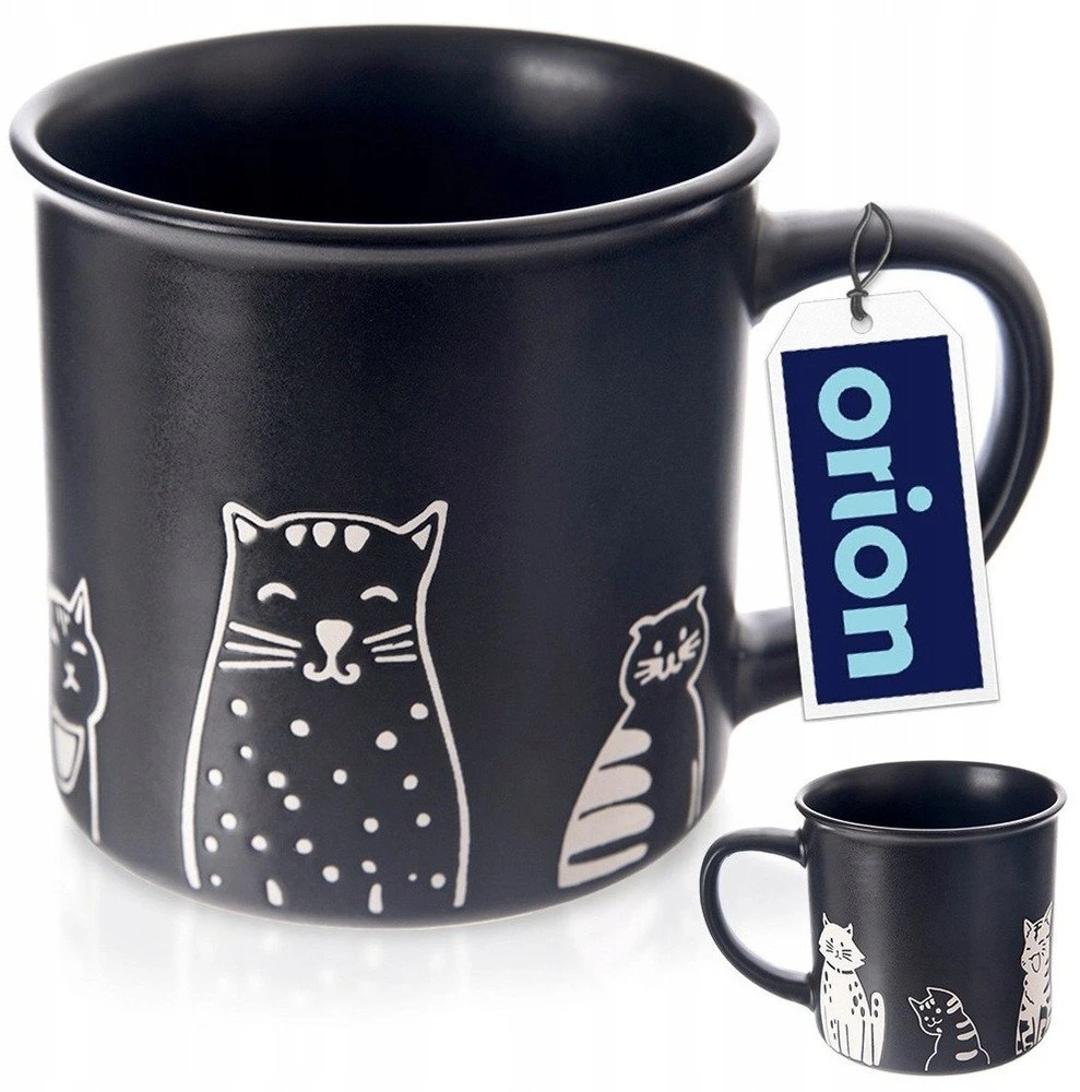 Duo Gift Orion Keraminė Puodelis 500 ml Juodas su Katės Motyvu