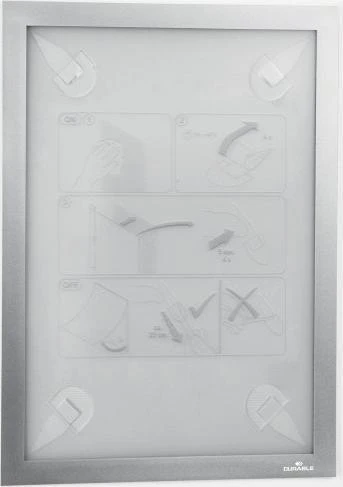 Plakatas Patvarus lipnus rėmelis A4 DURABLE DURAFRAME WALLPOPER 484323 sidabrinė jautriems paviršiams / pvz., tapetams / medienai (484323)