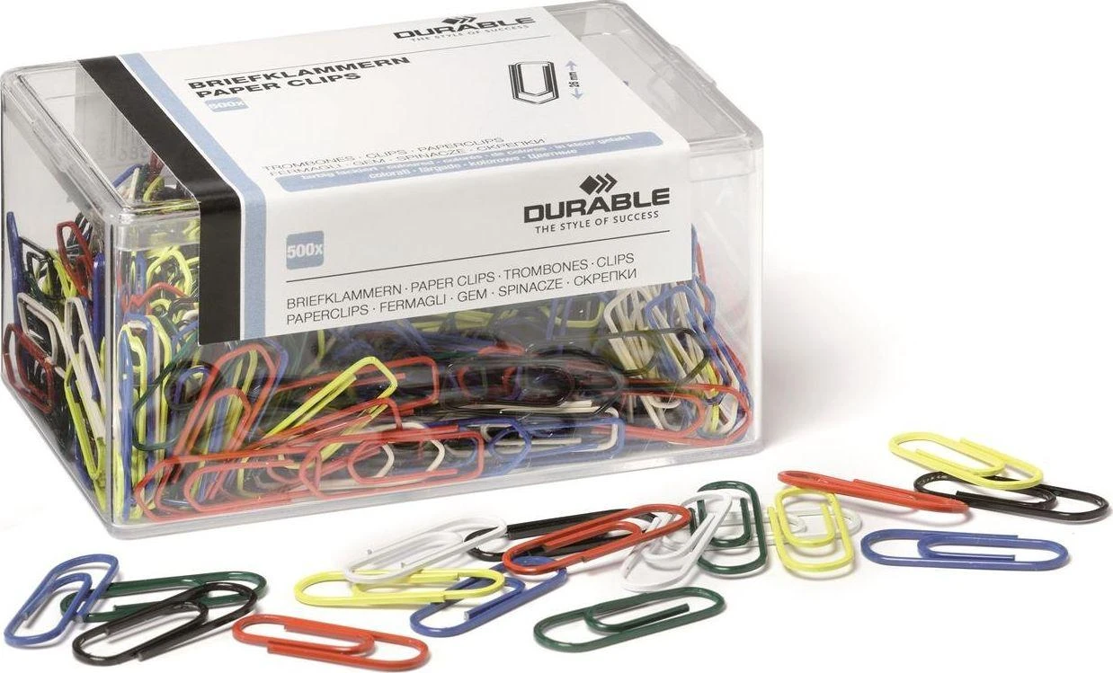 Durable Patvarios sąvaržėlės 26 mm, spalvotos, įvairios, 500 vnt.