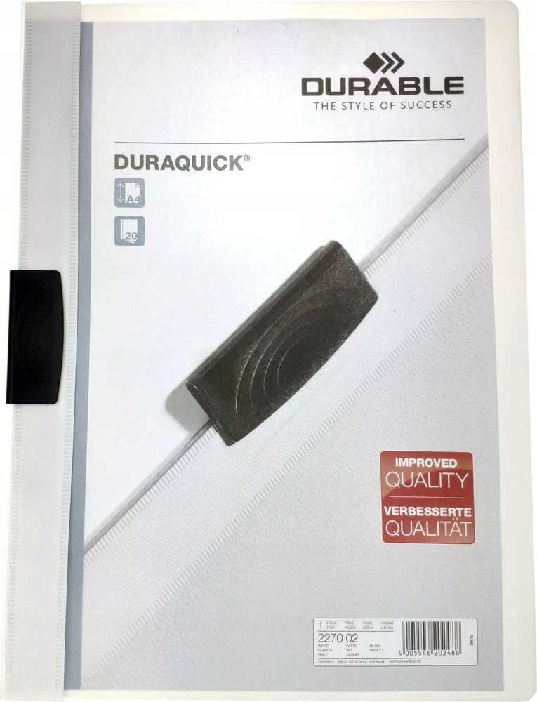 Durable Folder su klipsem Duraquick 1-20 kartek balta