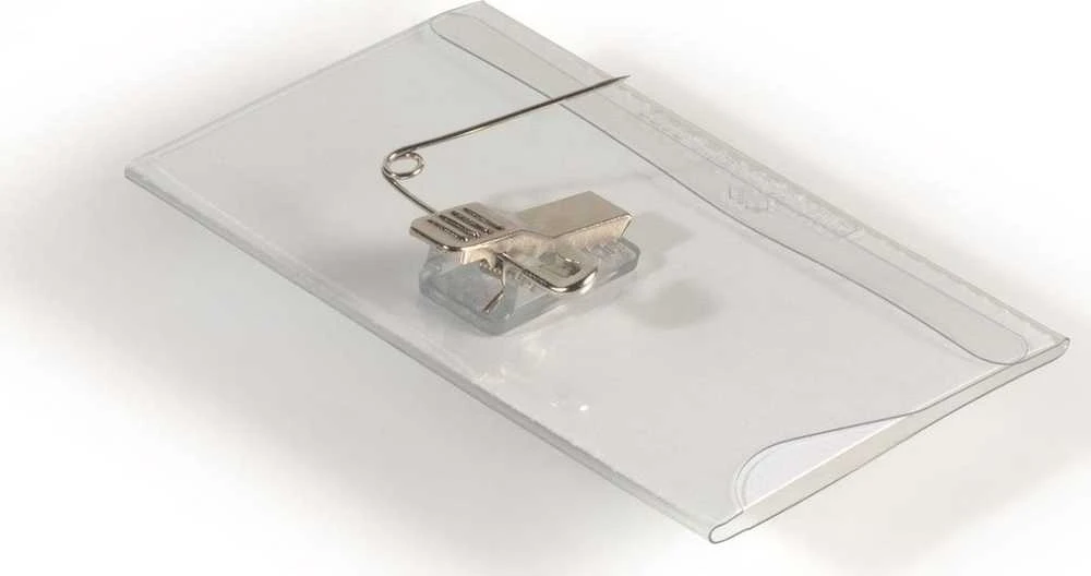 Durable Patvarus Namensschild mit Kombiklemme 50er Pck skaidrus