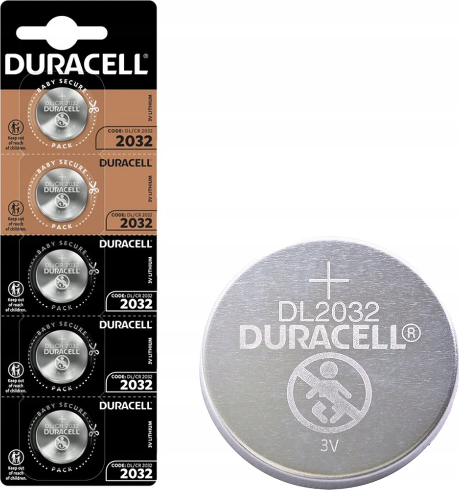 Bateria litowa, CR2032, CR2032, Duracell, lizdinė plokštelė, 5 pakuotės, 42444