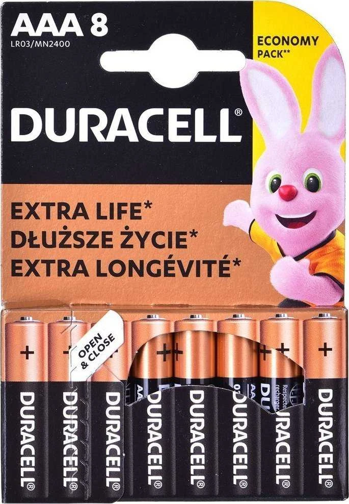Duracell AAA šarminių baterijų pakuotė 8 vnt.