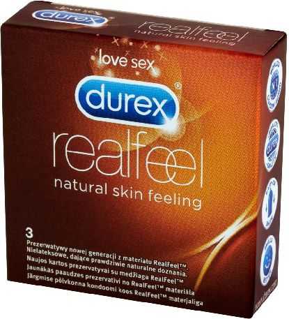 Durex Real Feel prezervatyvai be latekso 3 vnt.Be latekso