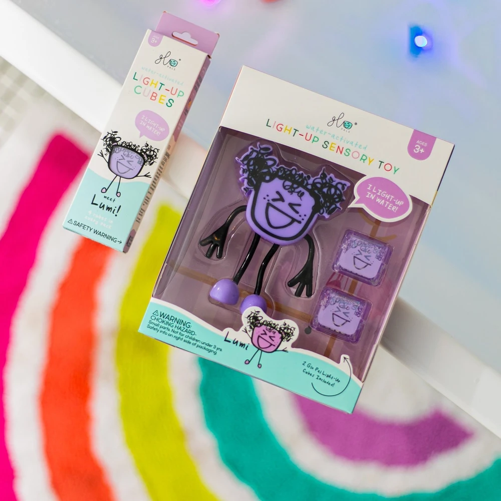 Duronic Glo Pals, Lumi vonios figūrėlė - rinkinys su dviem sensoriniais kubeliais, kurie šviečia vandenyje