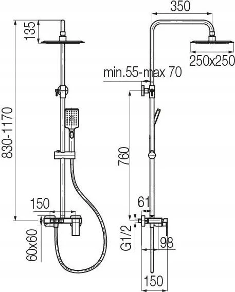 Dušo komplektas 2420150 ARS SHOWER COLUMN CHROME VALVEX // BV.2420150