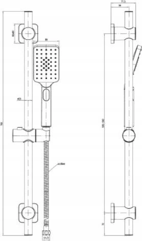 Valvex Dušo komplektas 2432950 LOFT SLIDING SHOWER SET, 3-FUNCTION // BV.2432950