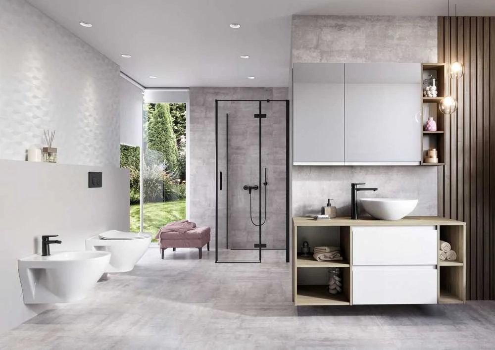 Cersanit MODUO Juodas WALL SHOWER maišytuvas