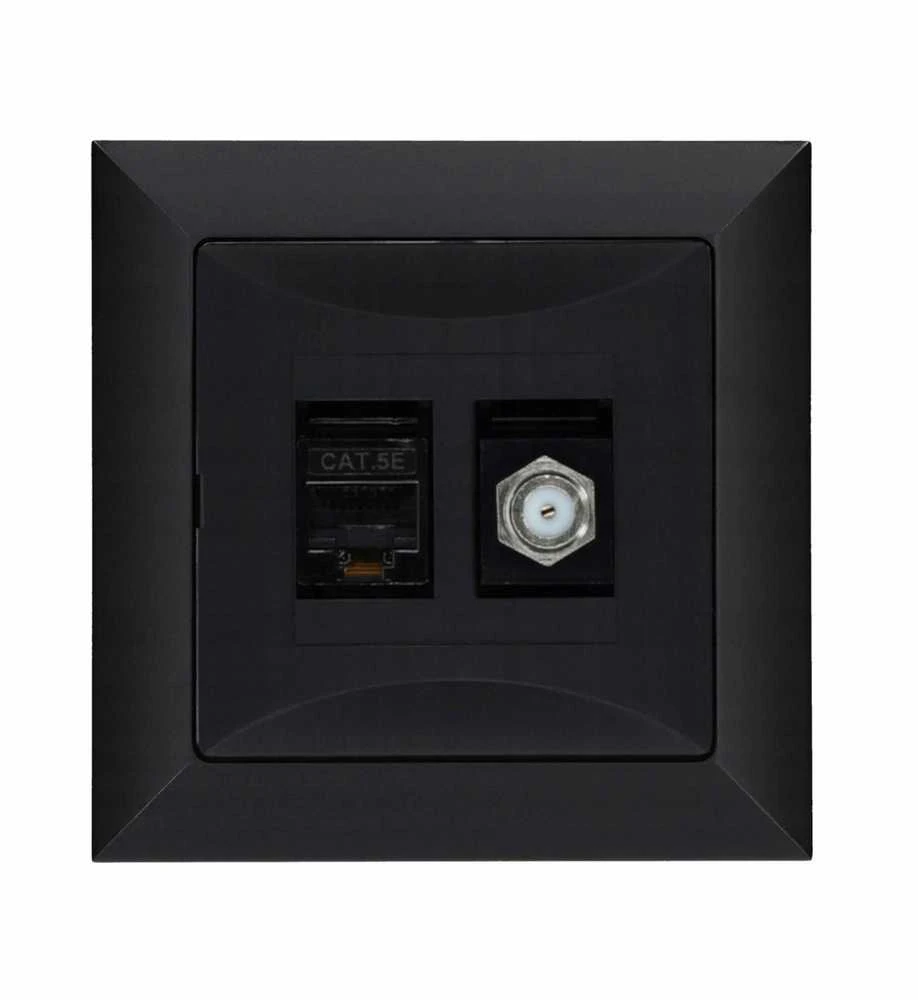 Duwi 33205 F + gn tipo antgalis su sriegiu. RJ-45 Juodasis laukas, 33205