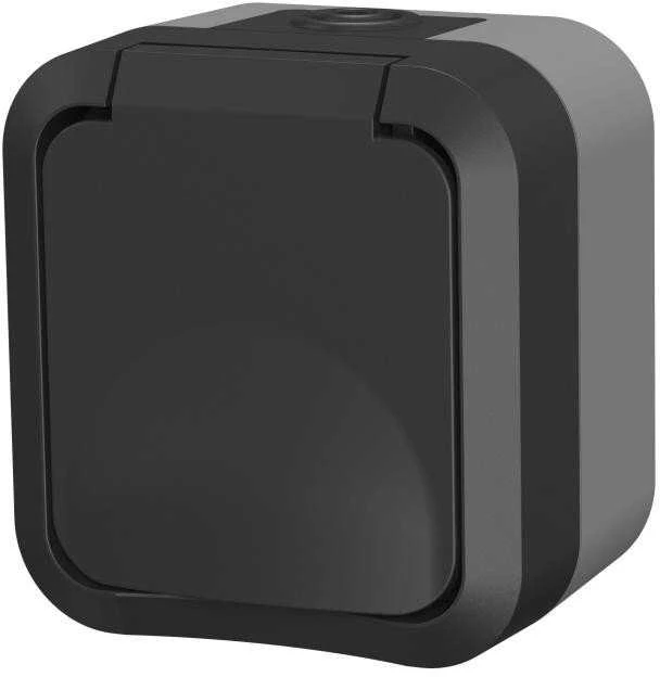 Duwi 60324 Vieno paviršiaus montuojamas lizdas su įžeminimu Aqua Pro IP55 grafito pilka 60324