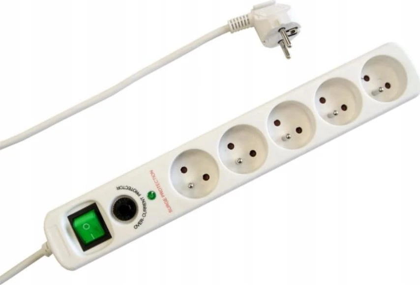 Düwi Ilgintuvas 5 lizdų 1,5 m su apsaugos nuo viršįtampių filtru Baltas