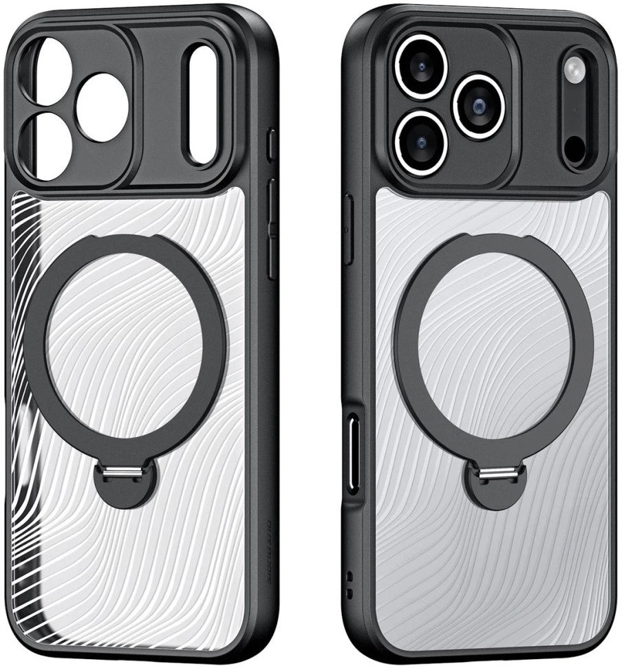 Dux Ducis Aimo Mag dėklas su Magnetic Ring and Stand skirtas Apple iPhone 17 Pro – juodos spalvos