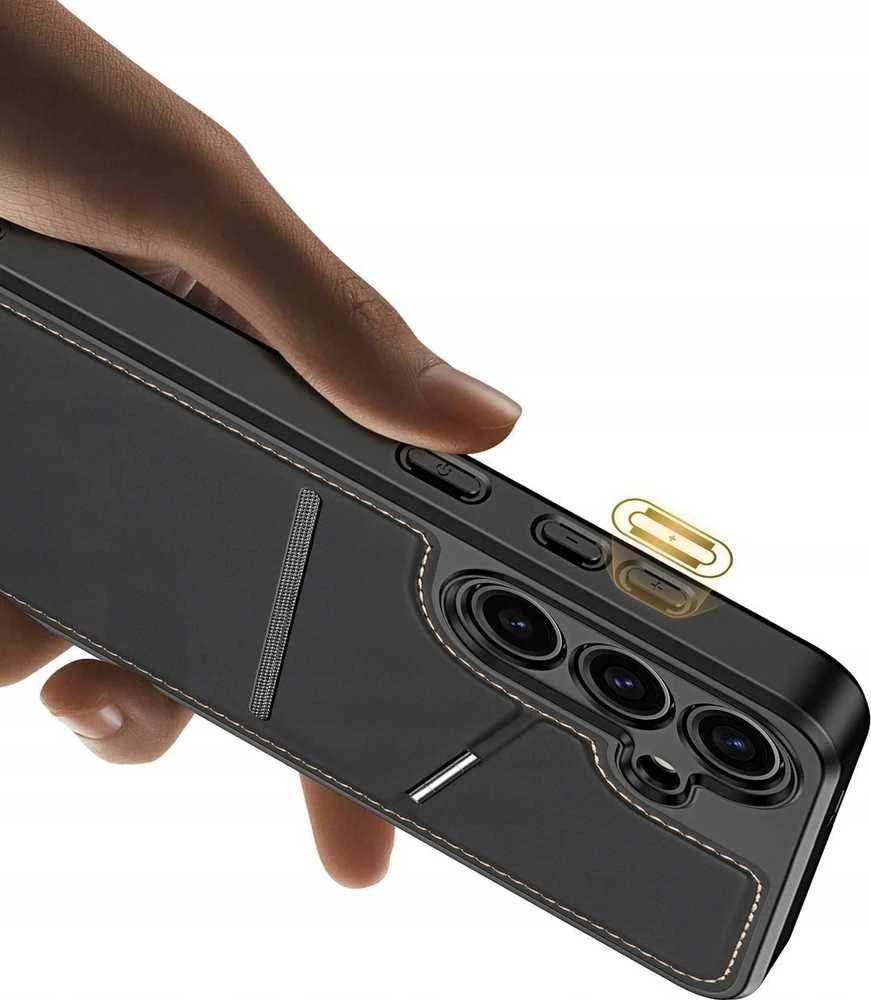 Dux Ducis dėklas RAFI II MAG su stoveliu suderinamas su MagSafe skirtas Samsung Galaxy S24 juodos spalvos