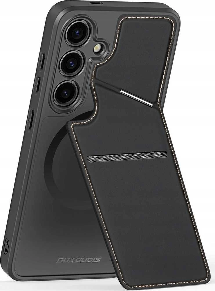 Dux Ducis dėklas RAFI II MAG su stoveliu suderinamas su MagSafe skirtas Samsung Galaxy S24 juodos spalvos