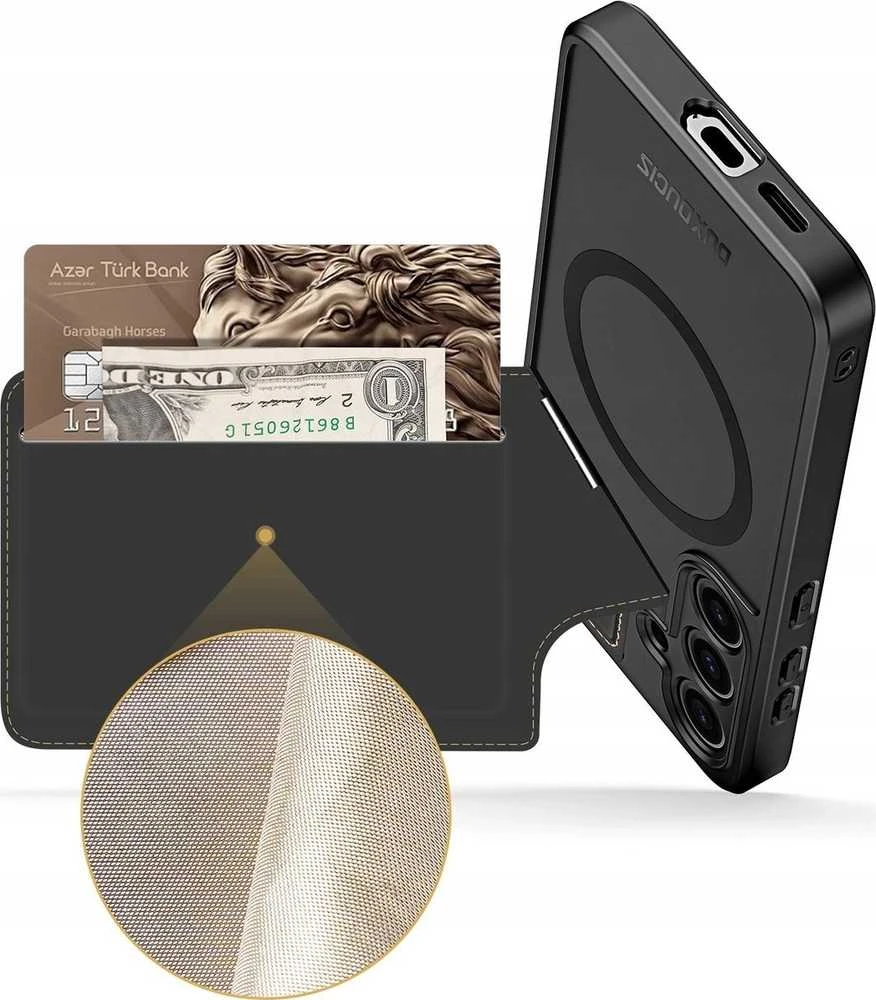 Dux Ducis dėklas RAFI II MAG su stoveliu suderinamas su MagSafe skirtas Samsung Galaxy S24 Plus juodos spalvos