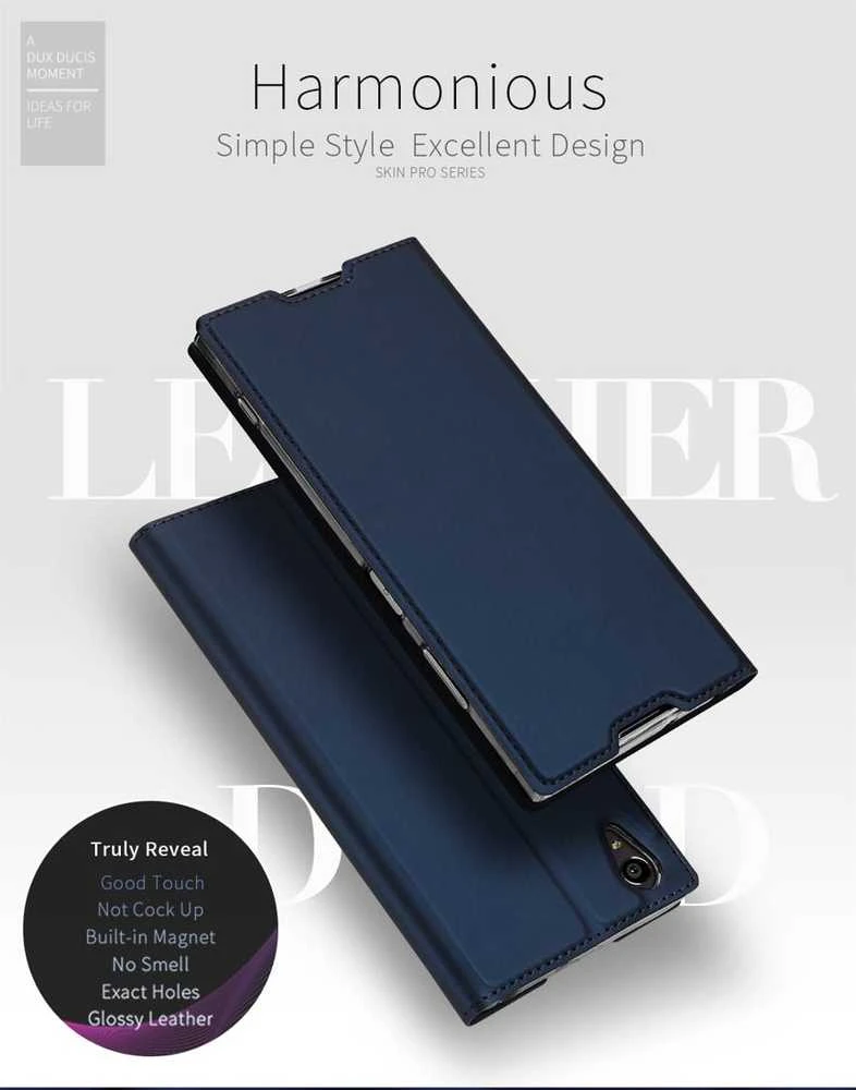 Dux Ducis Premium atverčiamas dėklas skirtas Sony Xperia XA1, auksinis