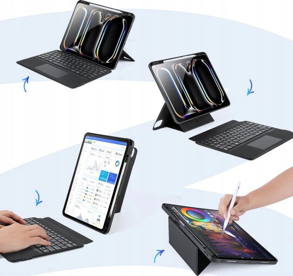 DUX DUCIS dėklas DK sulankstomas su belaide klaviatūra iPad Pro 13 (2024) juodas
