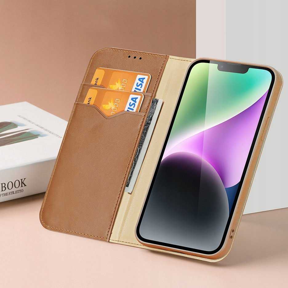 Dux Ducis Hivo Apple iPhone 15 Plus wallet RFID blocking - dėklas telefonui rudos spalvos