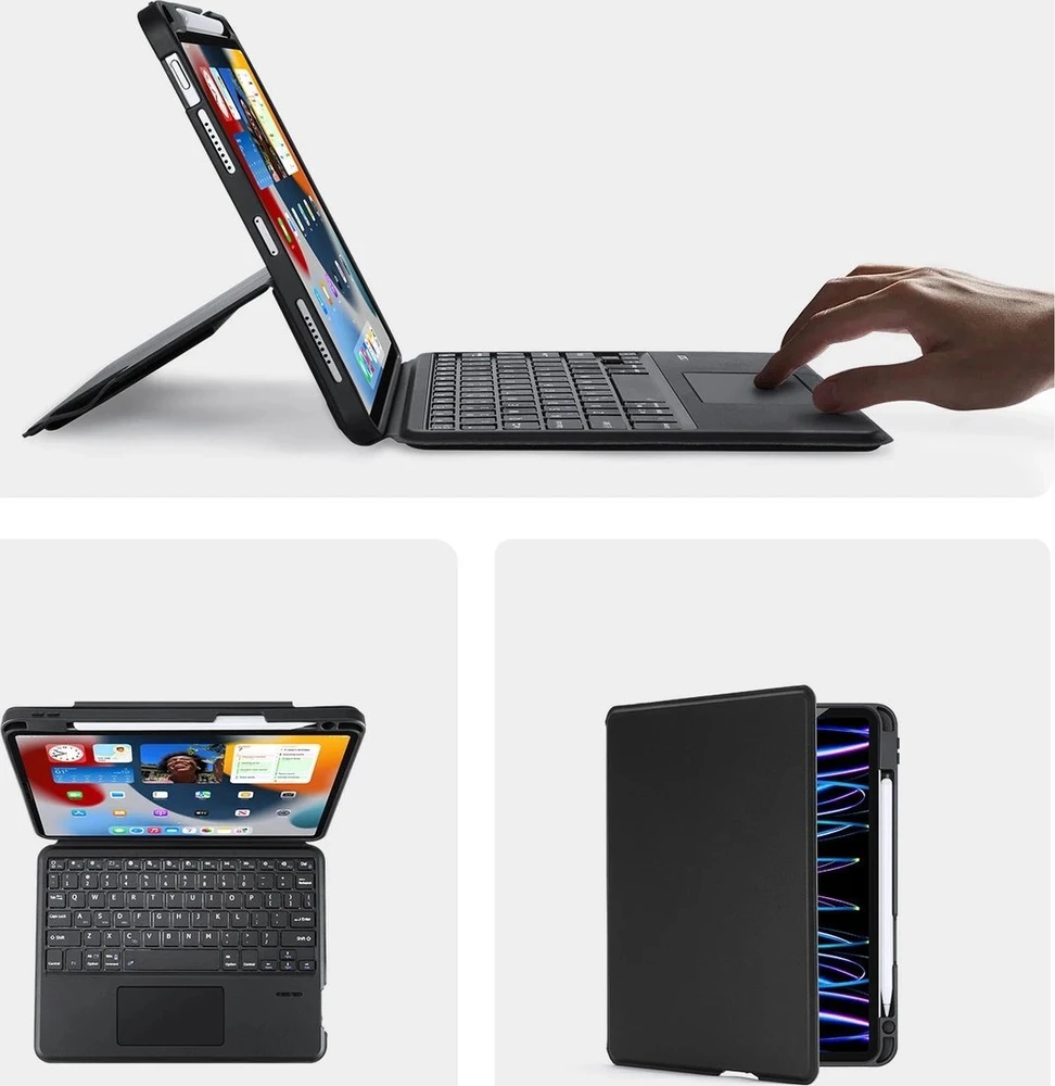 DUX DUCIS dėklas DK sulankstomas su belaide klaviatūra iPad 4/5/6/iPad Pro 11 (2018/2020/2021/2022) juodas