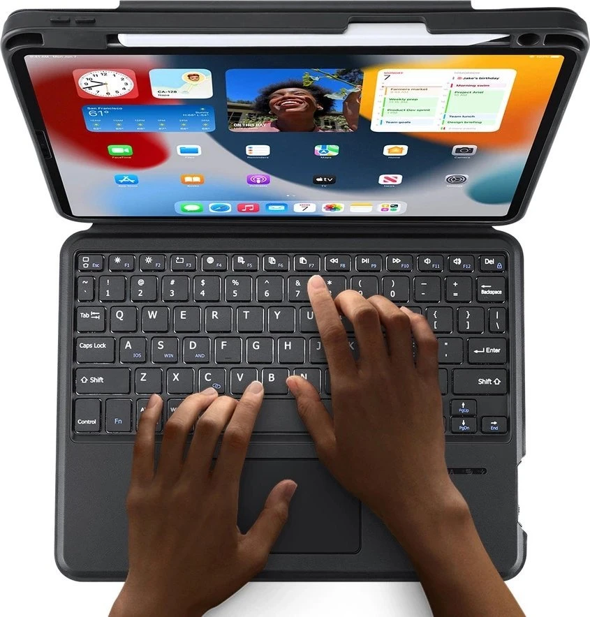 DUX DUCIS dėklas DK sulankstomas su belaide klaviatūra iPad 4/5/6/iPad Pro 11 (2018/2020/2021/2022) juodas