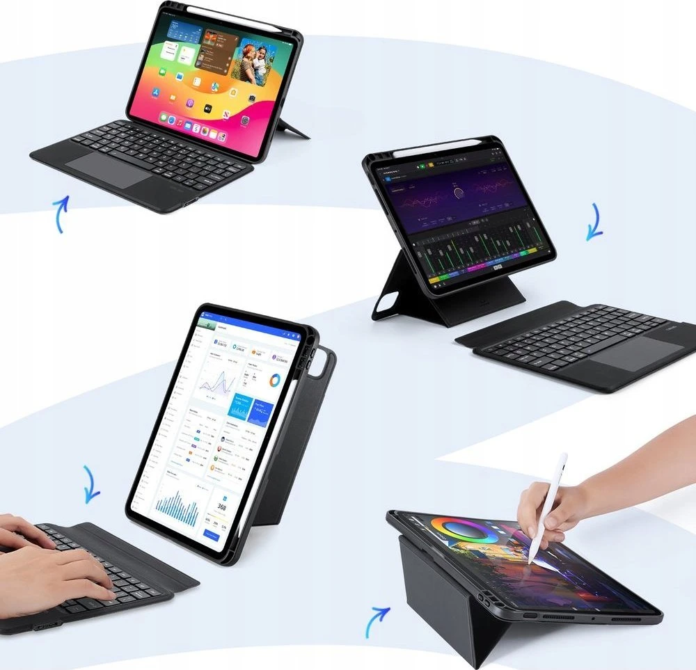 DUX DUCIS dėklas DK sulankstomas su belaide klaviatūra iPad Pro 11 (2024) juodas