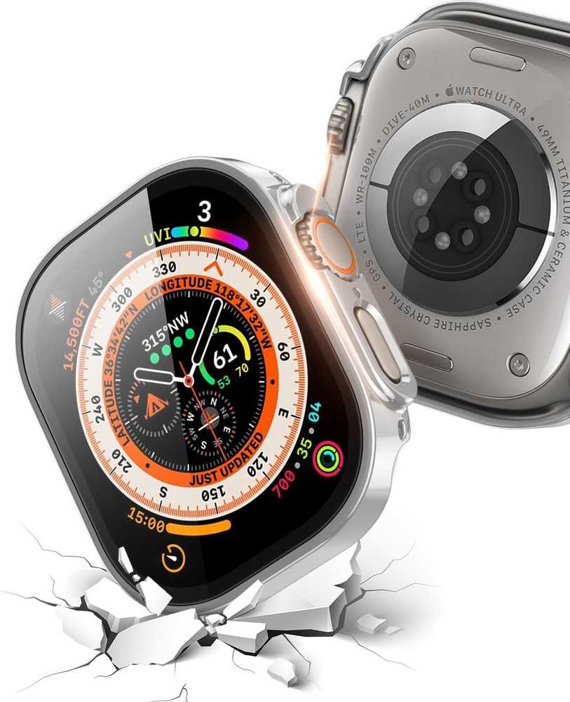 LCD apsauginis stikliukas/dėklas Dux Ducis Hamo Apple Watch Ultra 49mm sidabrinis