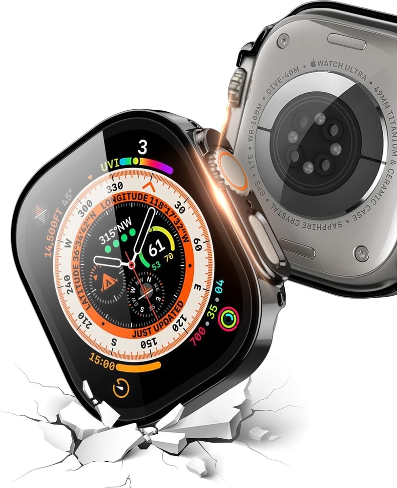 LCD apsauginis stikliukas/dėklas Dux Ducis Hamo Apple Watch Ultra 49mm juodas