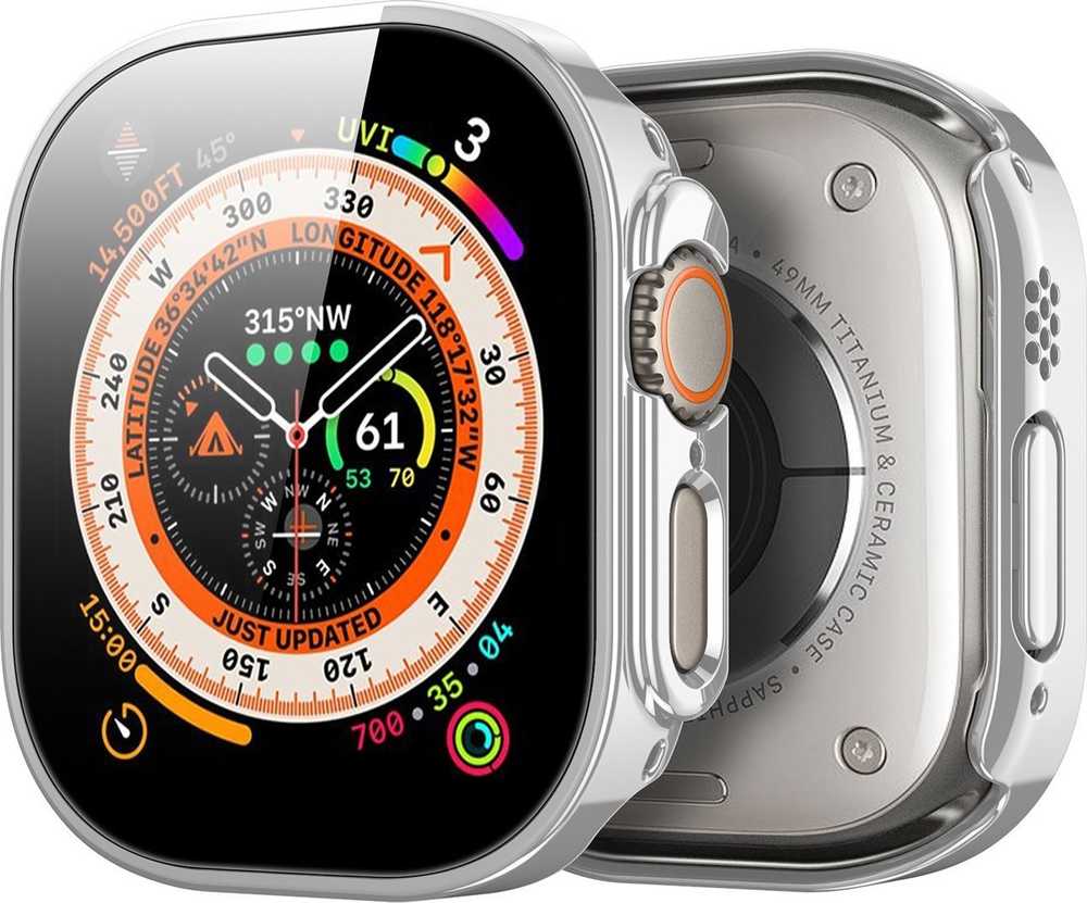 LCD apsauginis stikliukas/dėklas Dux Ducis Hamo Apple Watch Ultra 49mm sidabrinis