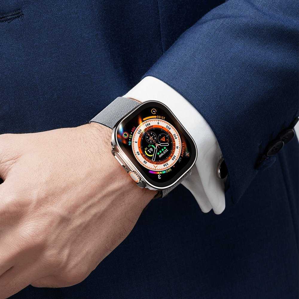 LCD apsauginis stikliukas/dėklas Dux Ducis Hamo Apple Watch Ultra 49mm sidabrinis
