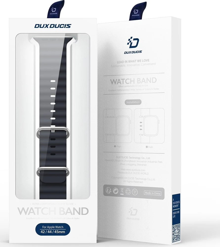 Dux Ducis apyrankė Apple Watch 9 / 8 / 7 / 6 / 5 / 4 / 3 / 2 / SE (41 / 40 / 38mm) silikoninė pilkos spalvos (OceanWave Version)