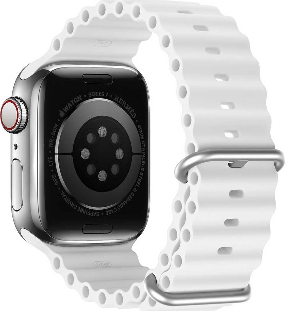 Dux Ducis Apyrankė Apple Watch 9 / 8 / 7 / 6 / 5 / 4 / 3 / 2 / SE (45 / 44 / 42mm) silikoninėBand Bracelet baltos spalvos (OceanWave Version)